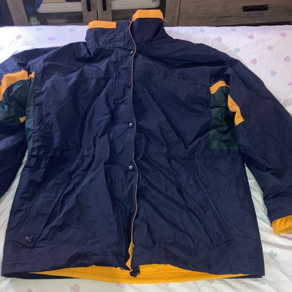 2 in 1 womens Navy and Yellow Windbreaker